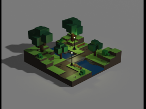 park scene low poly 3Dモデル