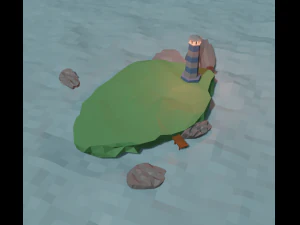 Leuchtturmszene Low Poly 3D Modell