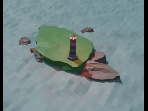 ligthhouse scene low poly Model 3D