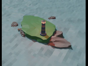 ligthhouse scene low poly 3D Model