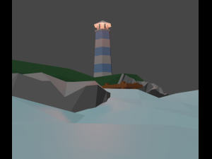 ligthhouse scene low poly Model 3D