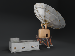 abandoned radio observatory building with satelitte dish 3D-Modell