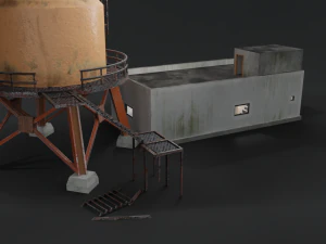 abandoned radio observatory building with satelitte dish 3D Model