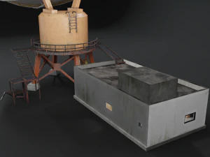 abandoned radio observatory building with satelitte dish 3D Model