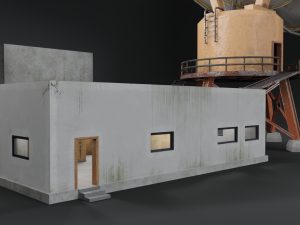 abandoned radio observatory building with satelitte dish Model 3D