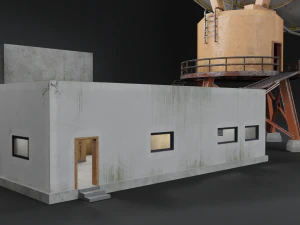 abandoned radio observatory building with satelitte dish 3D Model