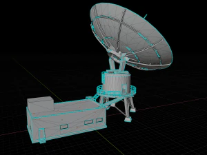 abandoned radio observatory building with satelitte dish 3D Model
