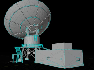 abandoned radio observatory building with satelitte dish 3D Model
