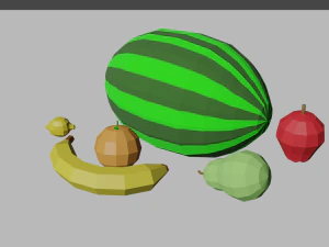 Pacote de 6 frutas low poly Modelo 3D