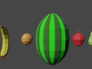 6 low poly fruits pack 3D Model