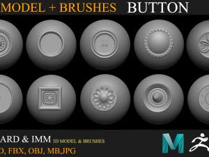 Pennello raccolta 30 bottoni Modello 3D