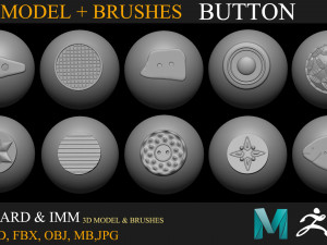 30 buttons collection brush 3D Модель
