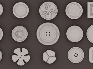 30 buttons collection brush 3D Модель