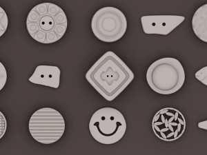 30 buttons collection brush 3D Модель
