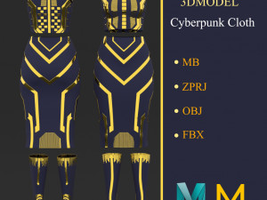 woman cyberpunk cloth 3D 模型