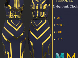 woman cyberpunk cloth 3D 模型