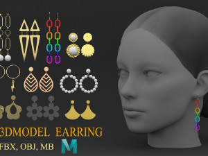 20 s of earring accessories 3D Model