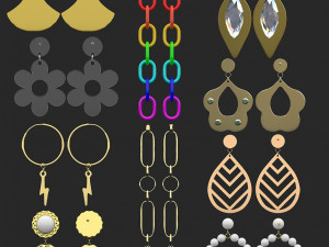 20 s of earring accessories 3D Model