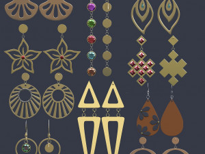 20 s of earring accessories 3D Model