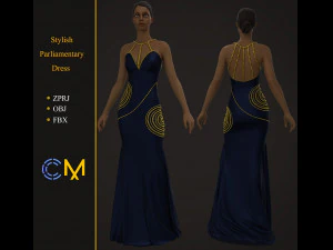 elegante vestido parlamentar maravilhoso designer e clo3d Modelo 3D