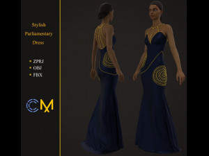 stylish parliamentary dress marvelous designer and clo3d 3D Модель