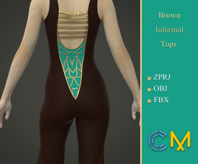 brown normal tops woman marvelous designer and clo3d 3D Model .c4d .max .obj .3ds .fbx .stl .blend 