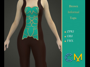brown normal tops woman marvelous designer and clo3d 3D Model