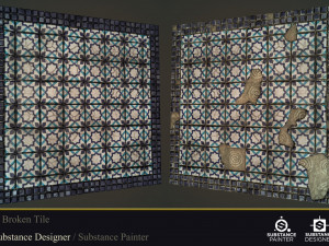 5 material broken tile n substance deaigner and substance painter CG Textures
