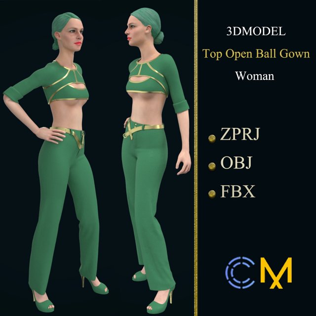 top open ball gown woman marvelous designer and clo3d Modèle 3D .c4d .max .obj .3ds .fbx .stl .blend 