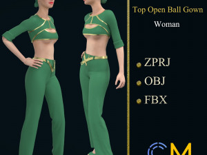 top open ball gown woman marvelous designer and clo3d 3D Model