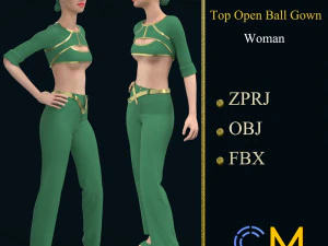 &uuml;st a&ccedil;ık balo elbisesi kadın muhteşem tasarımcı ve clo3d 3D Model