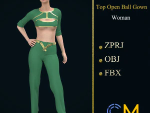 top open ball gown woman marvelous designer and clo3d 3D Model