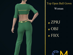 top open ball gown woman marvelous designer and clo3d Modèle 3D