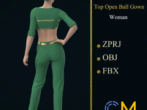 top open ball gown woman marvelous designer and clo3d 3D Model