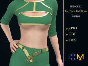 top open ball gown woman marvelous designer and clo3d Modèle 3D