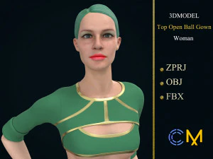top open ball gown woman marvelous designer and clo3d 3D Model