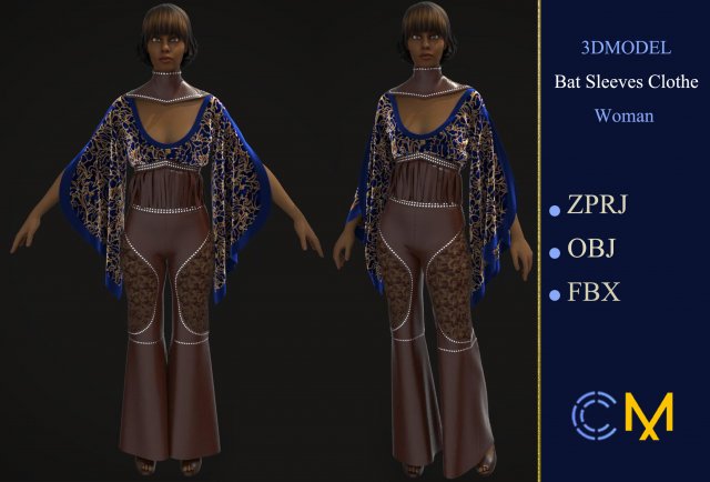bat sleeves woman marvelous designer and clo3d 3D 模型 .c4d .max .obj .3ds .fbx .stl .blend 