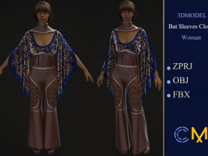 bat sleeves woman marvelous designer and clo3d 3D 模型