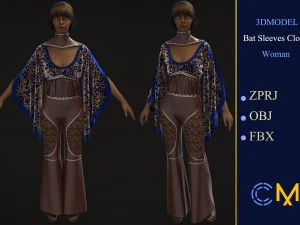 mangas de murci&eacute;lago mujer maravillosa dise&ntilde;adora y clo3d Modelo 3D