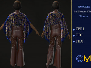 bat sleeves woman marvelous designer and clo3d 3D 模型