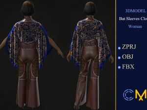 bat sleeves woman marvelous designer and clo3d 3D Model
