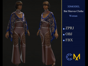 bat sleeves woman marvelous designer and clo3d 3D 模型