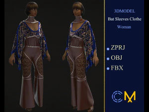 bat sleeves woman marvelous designer and clo3d 3D Model