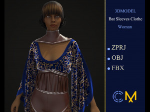 bat sleeves woman marvelous designer and clo3d 3D 模型
