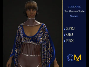 bat sleeves woman marvelous designer and clo3d 3D Model