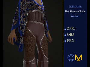 bat sleeves woman marvelous designer and clo3d 3D Model