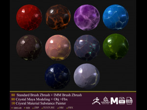 80 brush zbrush imm brush 80 maya model obj fbx 10 material crystal Texturas CG