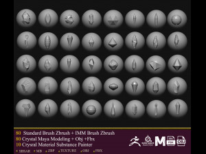 80 brush zbrush imm brush 80 maya model obj fbx 10 material crystal Texturas CG