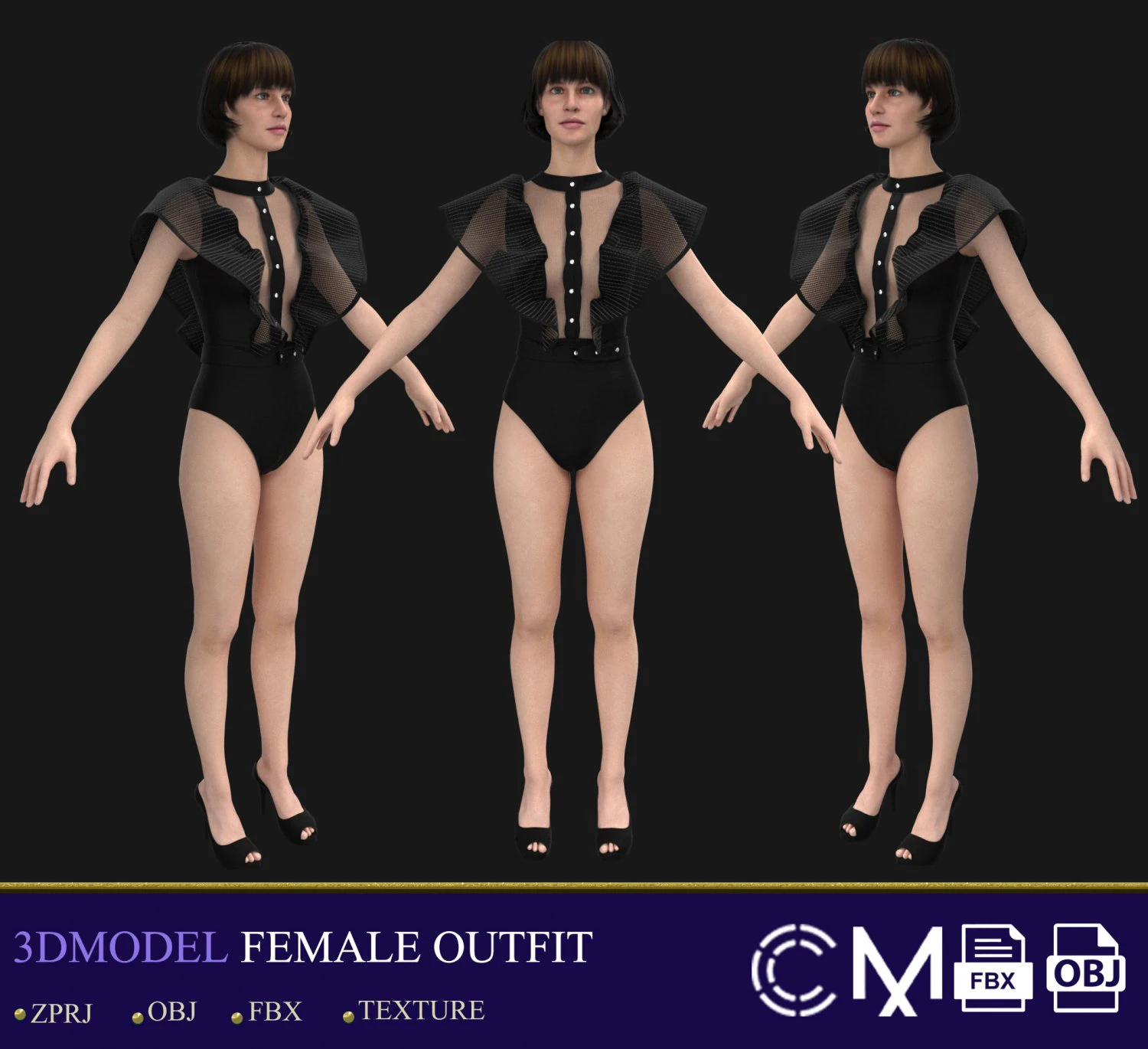 outfit female marvelous designer and clo3d 3D Model .c4d .max .obj .3ds .fbx .stl .blend 