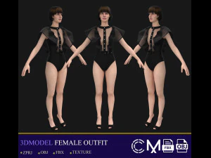 पोशाक महिला अद्भुत डिजाइनर और clo3d 3D मॉडल